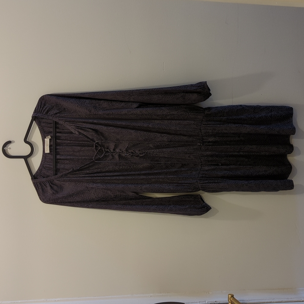 Long sleeve grey and black dress. Lace up front